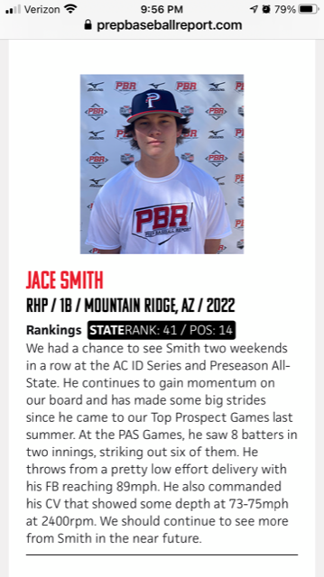 Check out the photos and videos of the baseball recruiting profile Jace Smith